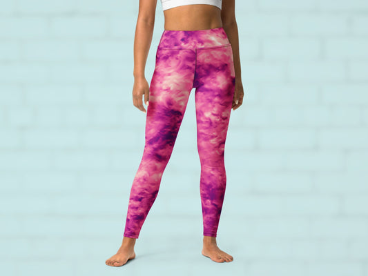 Tie Dye Rose Pink Turbulence High Waisted Leggings