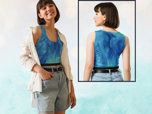Marble Sky Blue Turbulence Crop Top