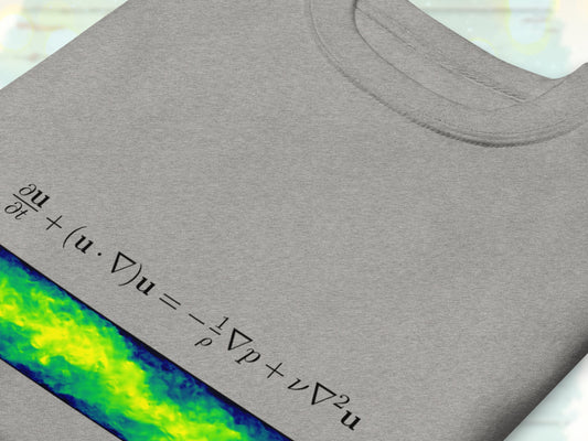 Navier-Stokes Unisex Sweatshirt, Geeky Pullover Jersey for Flow Physics Fluid Mechanics, Fleece Interior Cotton Sweater, Gift for Physicist