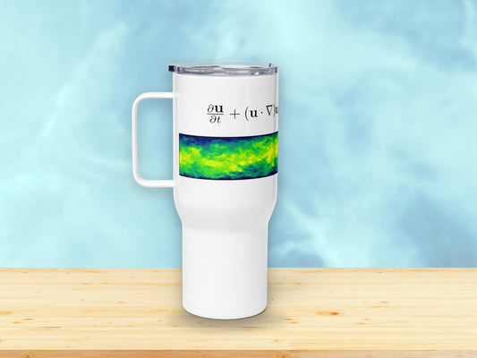 Navier-Stokes Travel Mug, 40 Oz Fluid Mechanics Coffee Mug with Handle, Flow Science Gift for Engineers, Spill-Proof Design