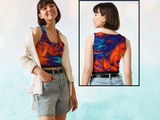 Marble Fire and Ice Turbulence Crop Top