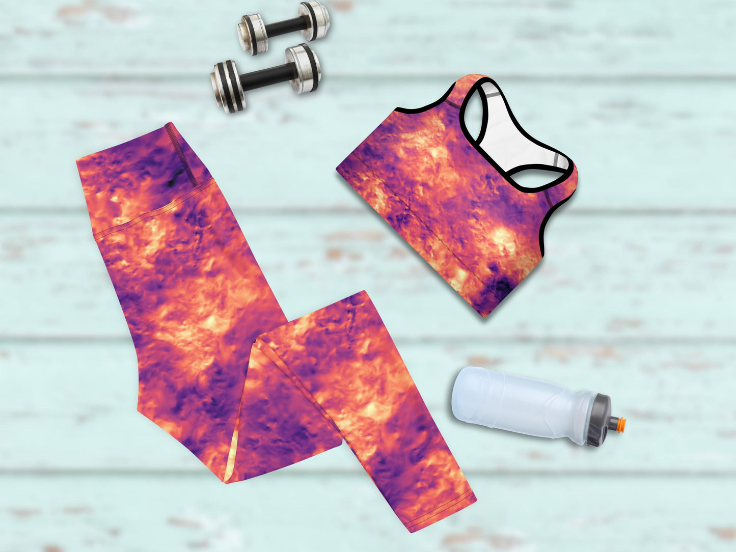 Turbulence Tie-Dye Yoga Set, High-Waist Leggings and Sports Bra