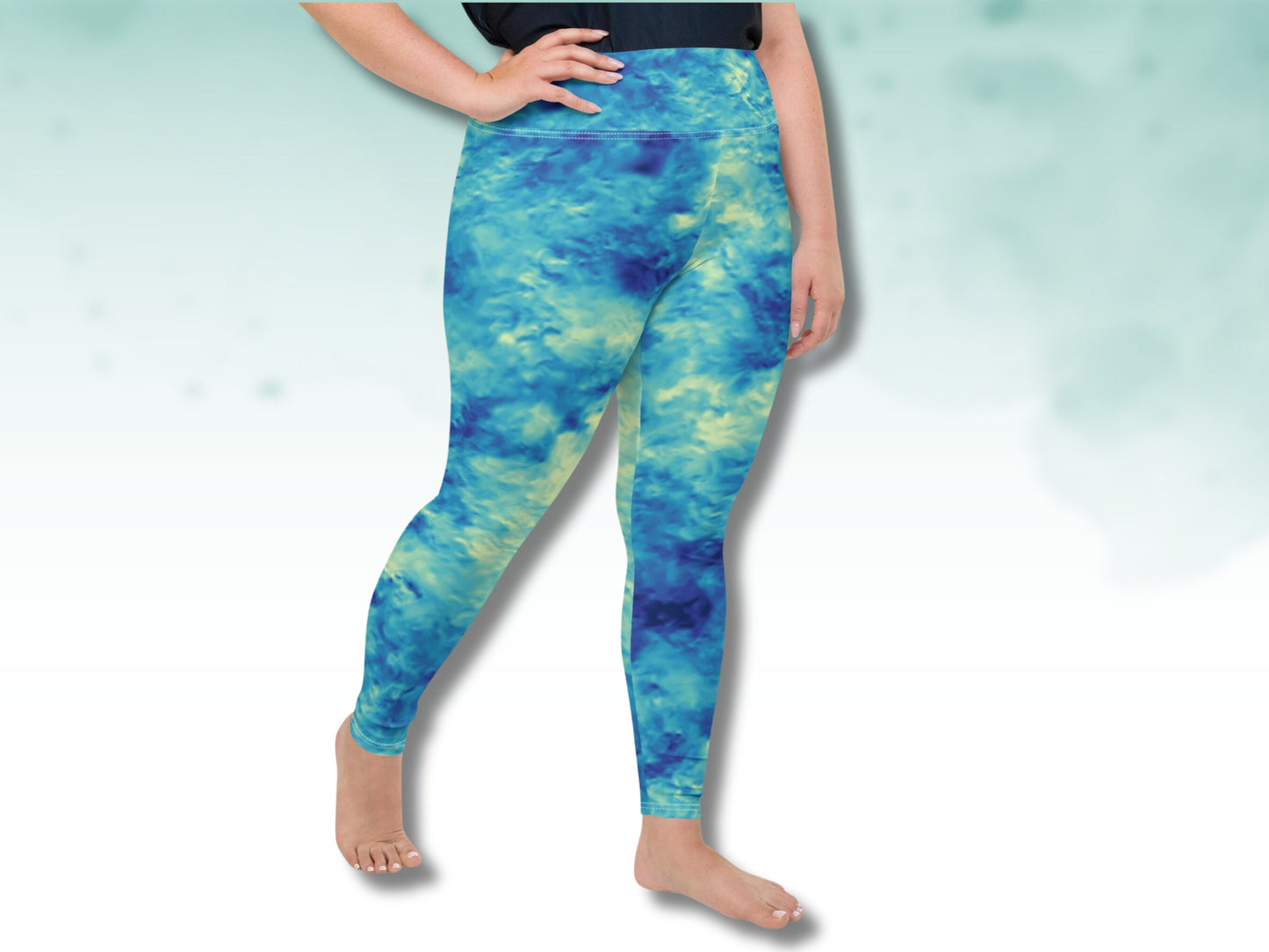 Stretchy High Waist Yoga Tie-Dye Turbulence Patterened Oversized Leggings