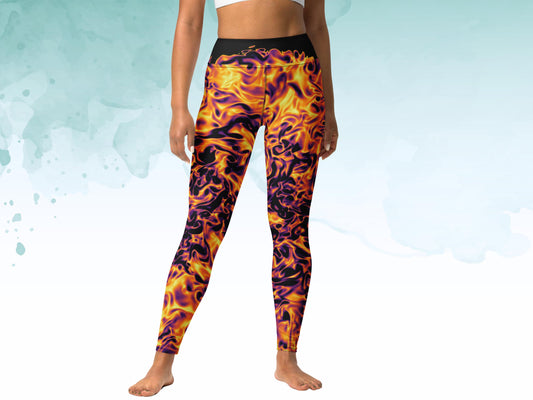 High Waist Yoga Turbulence Leggings, Fluid Dynamics Scientific Print Compression Pants, Squat Proof Pants, Geeky Activewear for Women