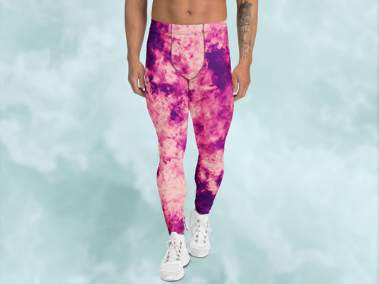 Tie Dye Rose Pink Turbulence Men's Leggings