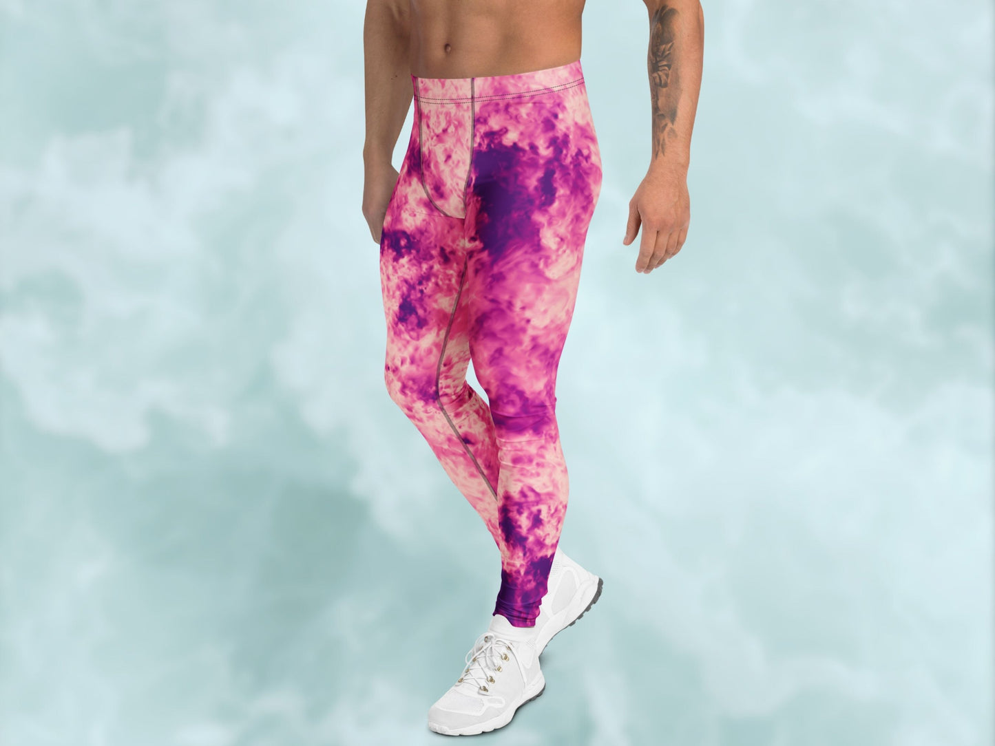 Tie Dye Rose Pink Turbulence Men's Leggings