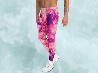 Tie Dye Rose Pink Turbulence Men's Leggings