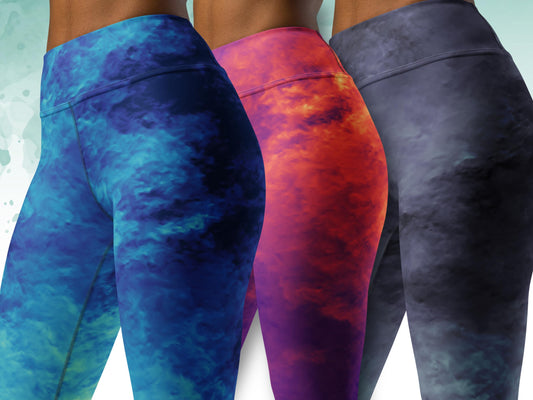 Stretchy High waist Gradient Turbulence tie-dye yoga leggings