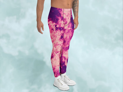 Tie Dye Rose Pink Turbulence Men's Leggings