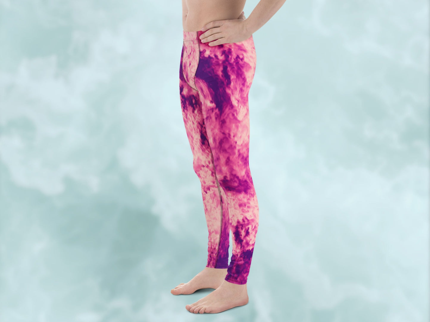 Tie Dye Rose Pink Turbulence Men's Leggings