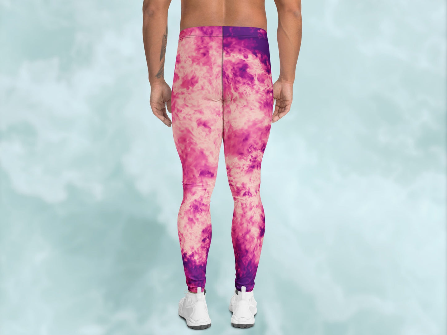 Tie Dye Rose Pink Turbulence Men's Leggings