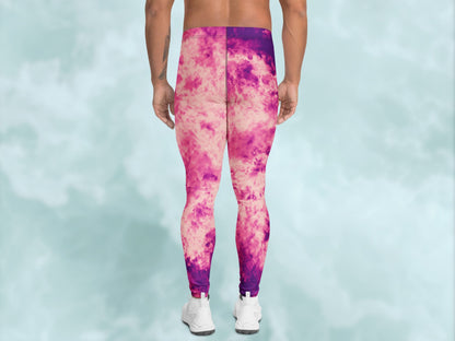 Tie Dye Rose Pink Turbulence Men's Leggings