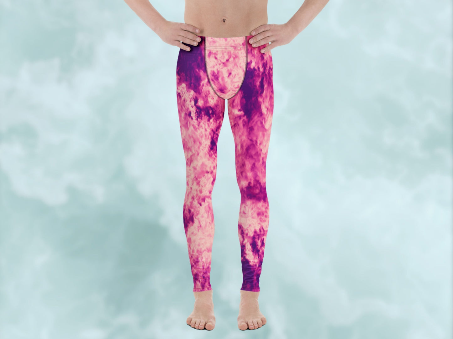 Tie Dye Rose Pink Turbulence Men's Leggings