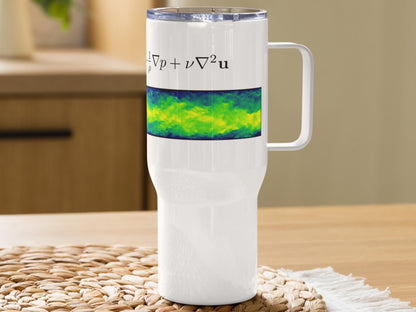 Navier-Stokes Travel Mug, 40 Oz Fluid Mechanics Coffee Mug with Handle, Flow Science Gift for Engineers, Spill-Proof Design