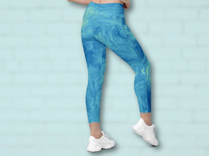 Marble Sky Blue Turbulence Pocketed Leggings