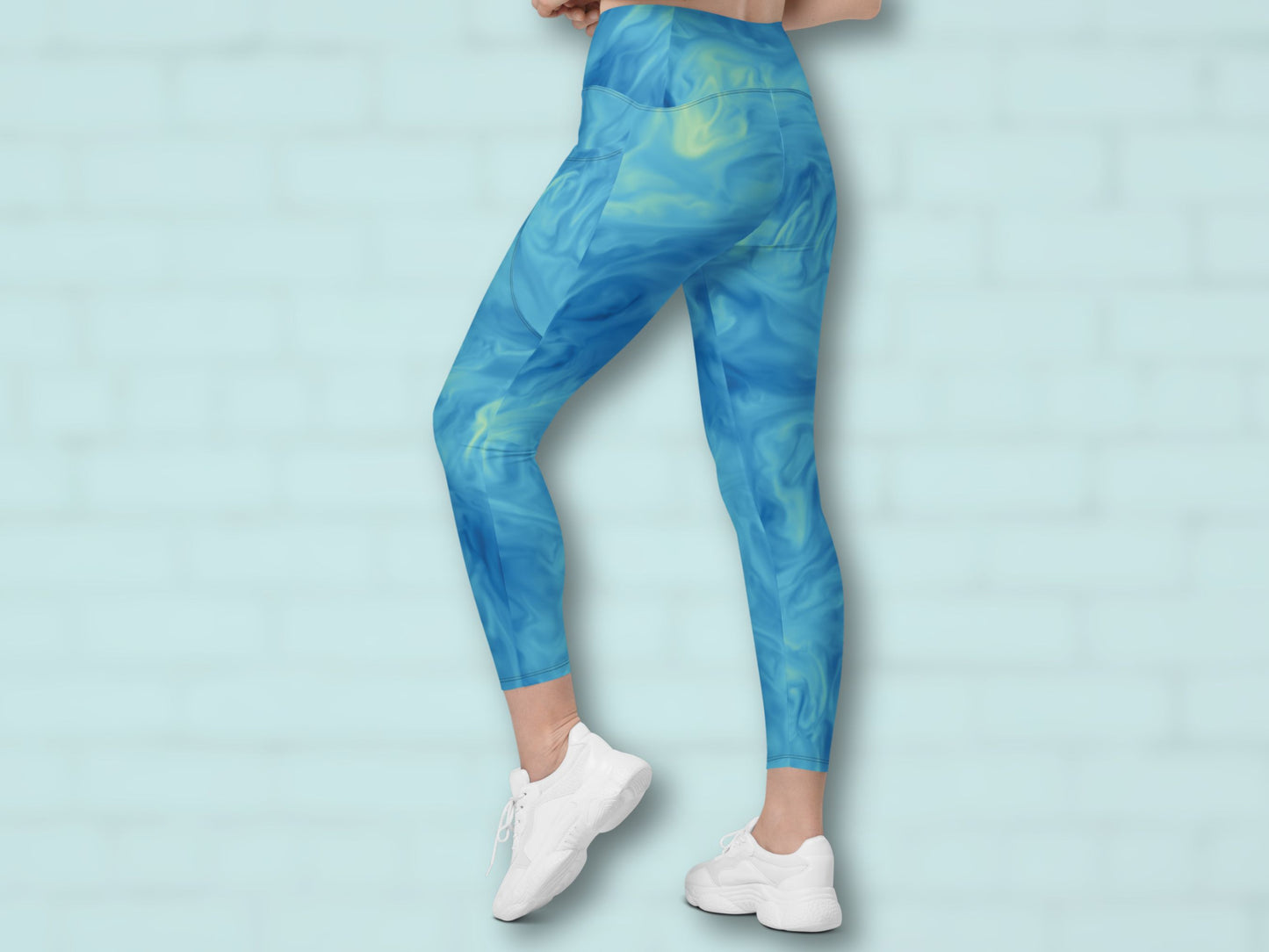 Marble Sky Blue Turbulence Pocketed Leggings