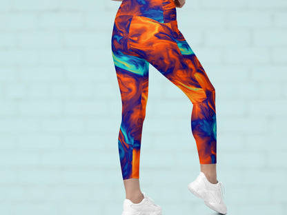 Marble Fire and Ice Turbulence Pocketed Leggings