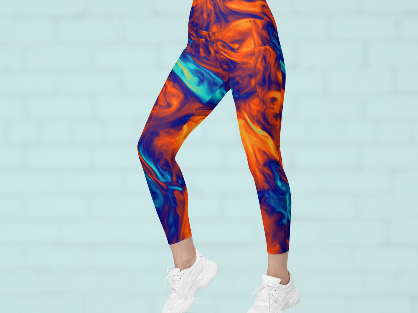 Marble Fire and Ice Turbulence Pocketed Leggings