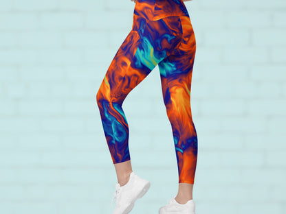 Marble Fire and Ice Turbulence Pocketed Leggings