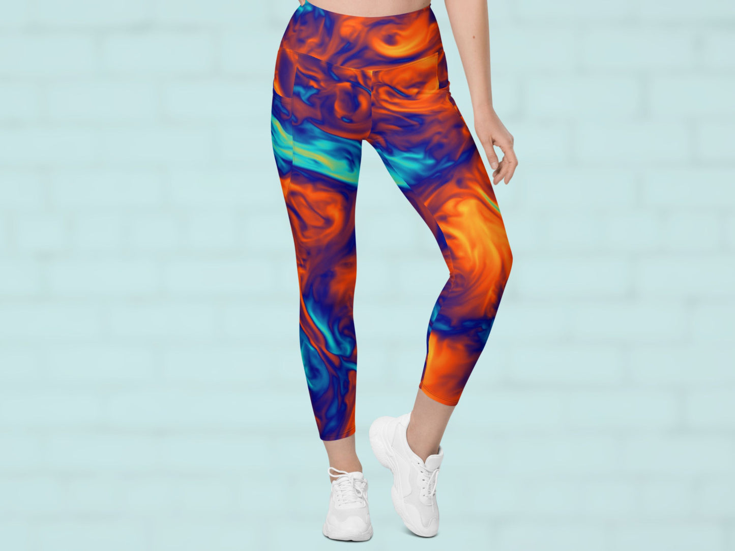 Marble Fire and Ice Turbulence Pocketed Leggings