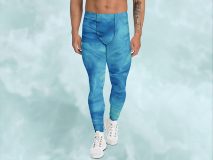 Marble Sky Blue Turbulence Men's Leggings