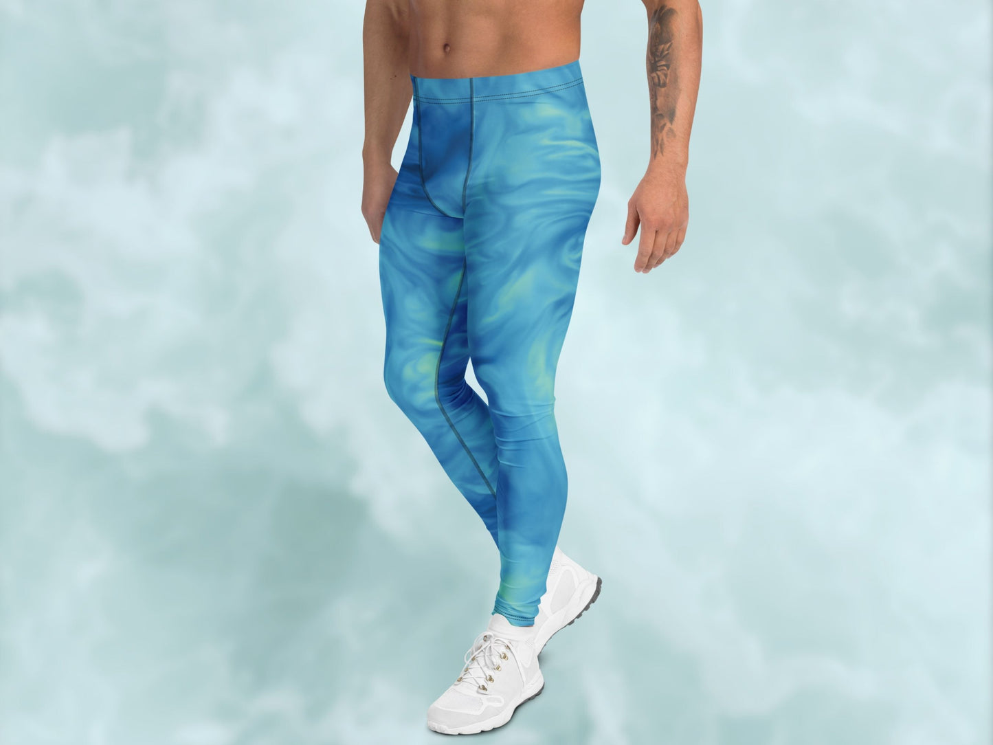 Marble Sky Blue Turbulence Men's Leggings