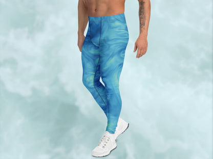 Marble Sky Blue Turbulence Men's Leggings