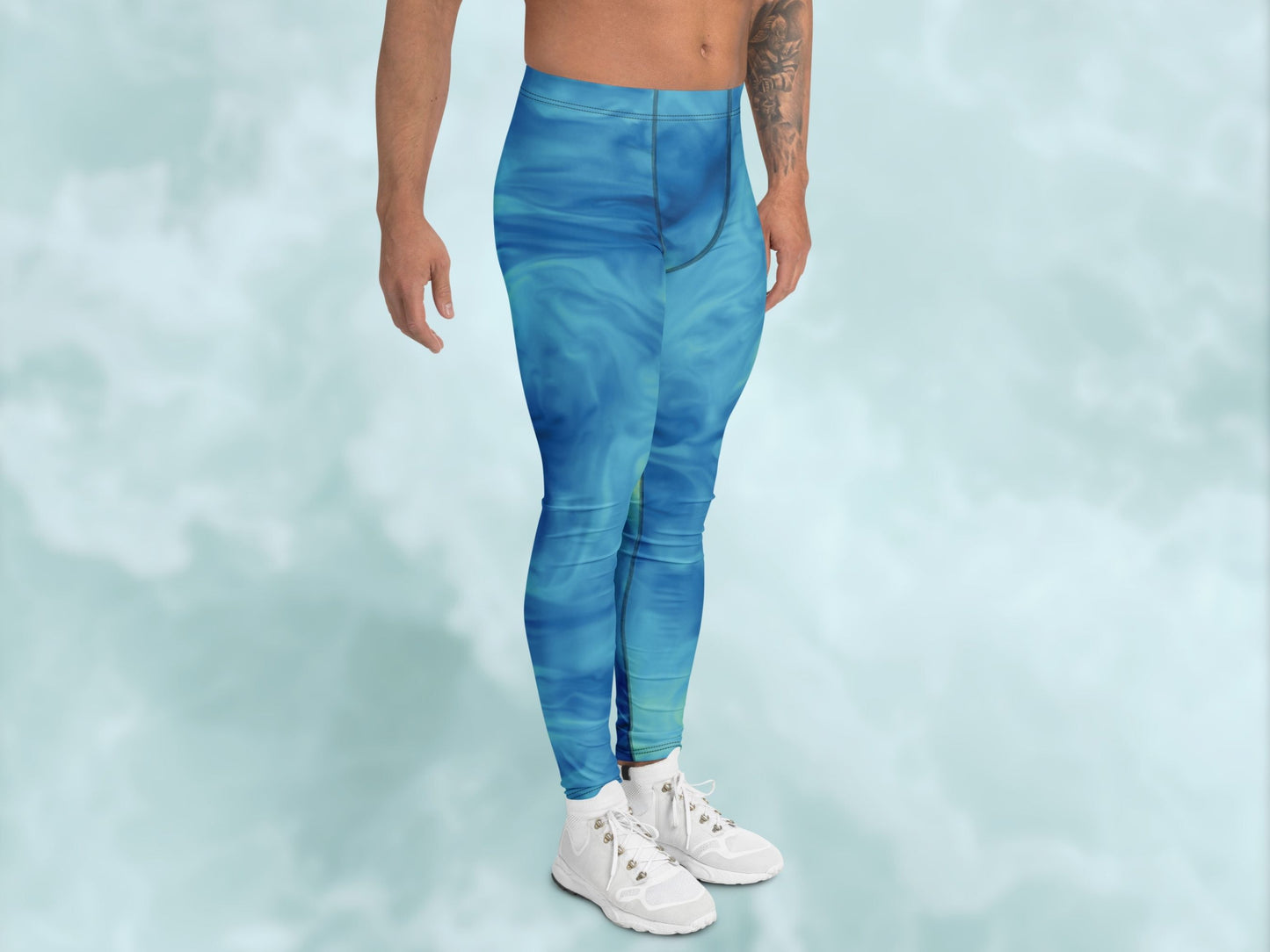 Marble Sky Blue Turbulence Men's Leggings