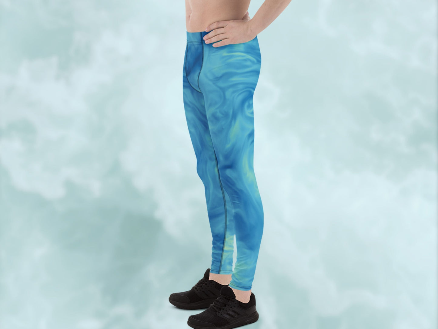Marble Sky Blue Turbulence Men's Leggings