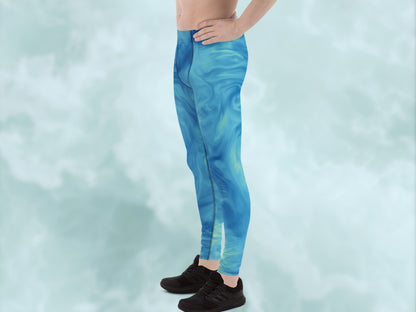 Marble Sky Blue Turbulence Men's Leggings