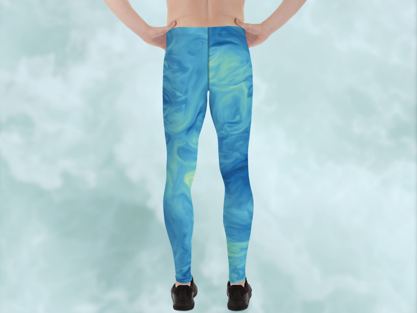 Marble Sky Blue Turbulence Men's Leggings