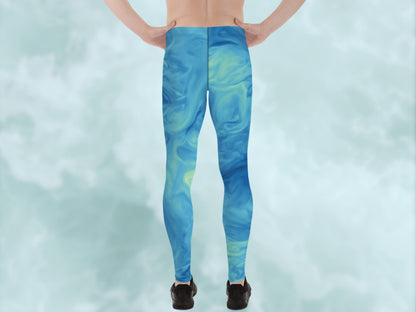 Marble Sky Blue Turbulence Men's Leggings