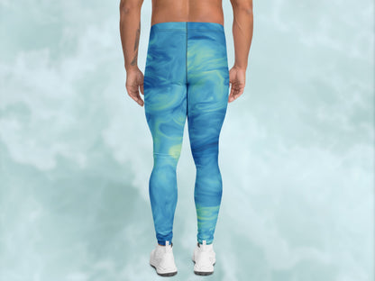 Marble Sky Blue Turbulence Men's Leggings