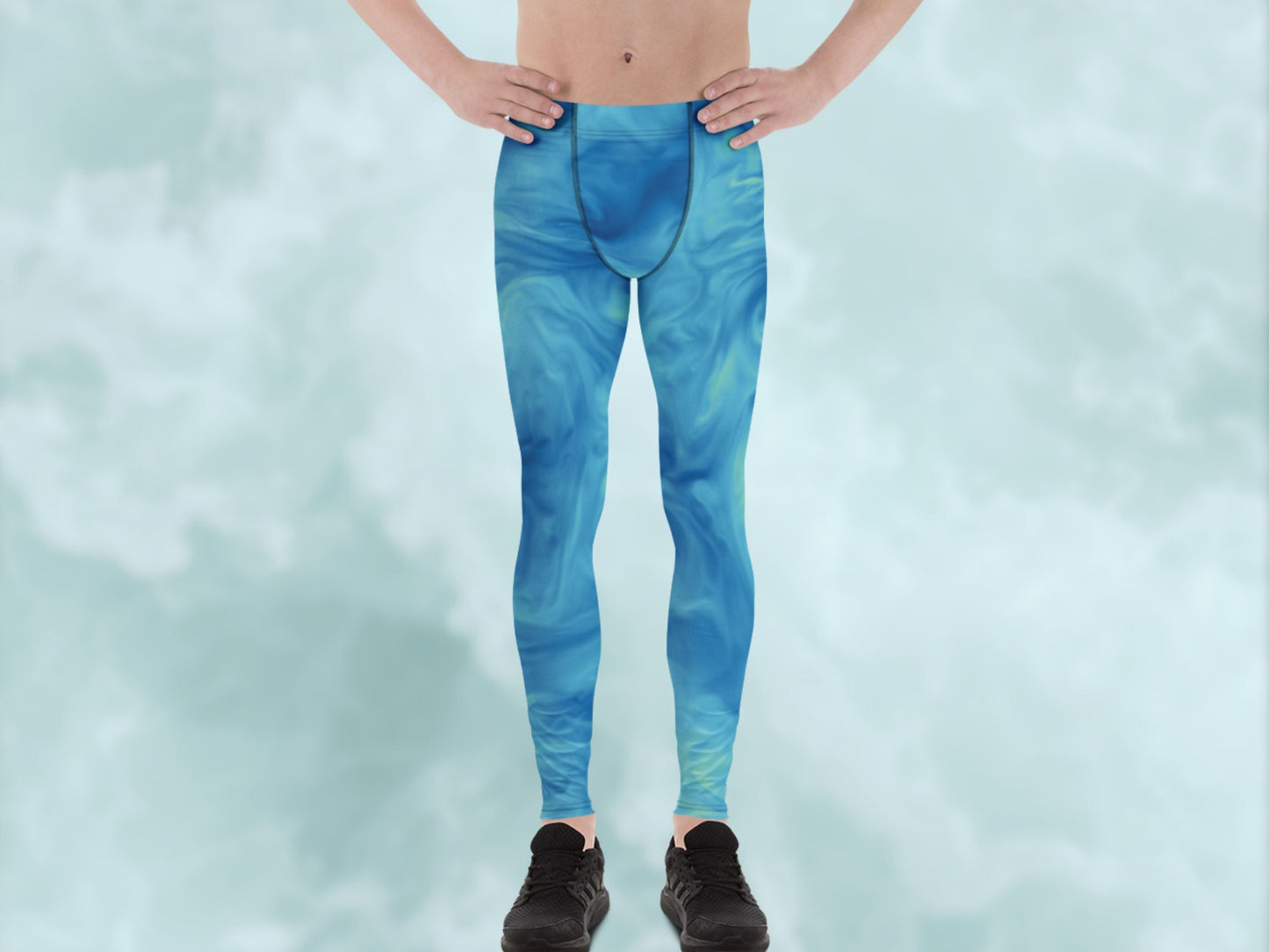 Marble Sky Blue Turbulence Men's Leggings