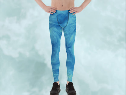 Marble Sky Blue Turbulence Men's Leggings