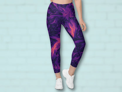 Marble Magma Turbulence Pocketed Leggings
