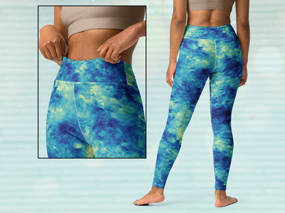 High Waist Yoga Tie-Dye Turbulence Leggings with Hidden Pocket