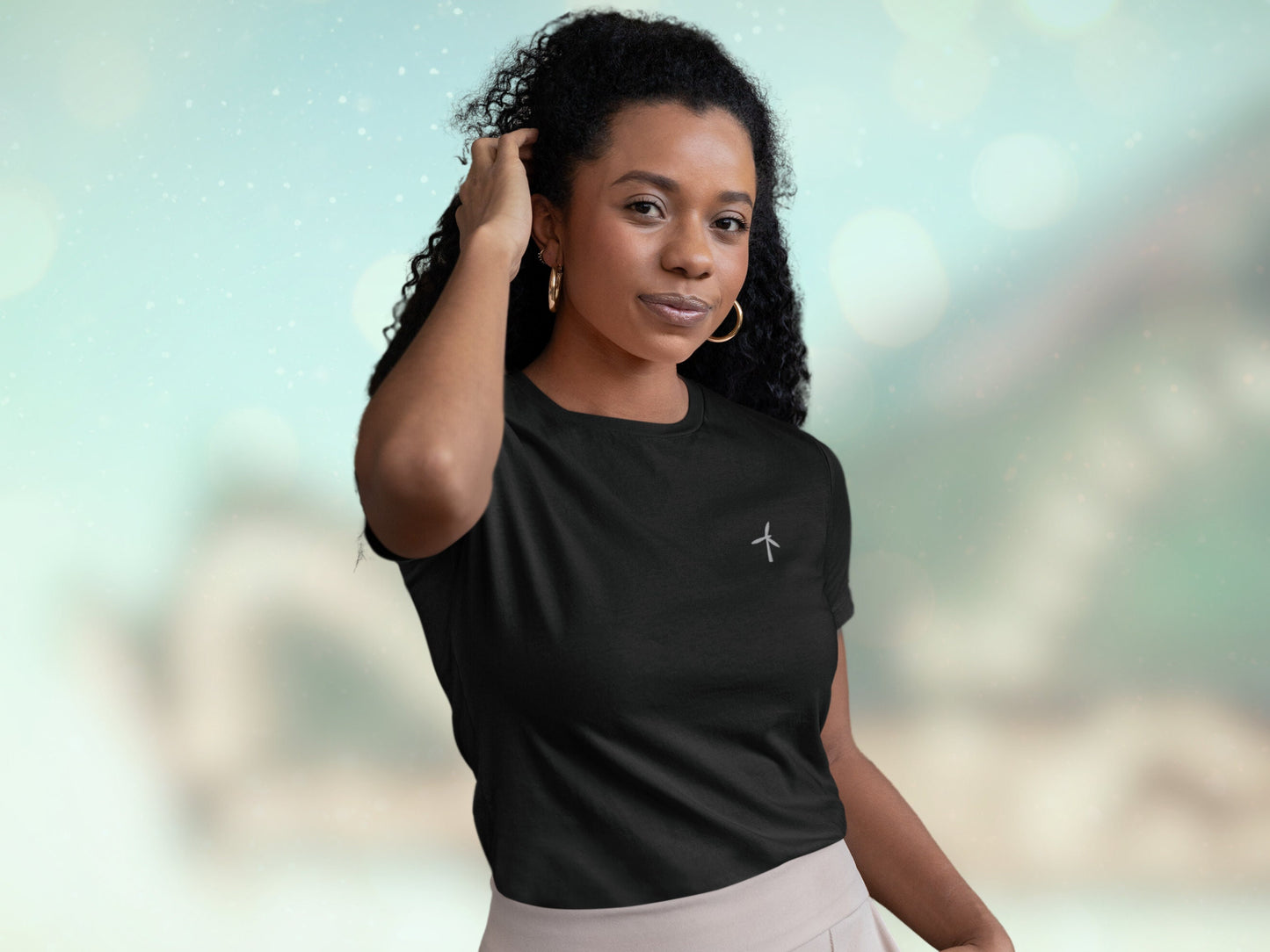 Unisex Wind Turbine Embroidery T-Shirt, Women's - Men's Wind Energy Tee, Shirt for Renewable Energy Fans, Embroidered Wind Turbine Love