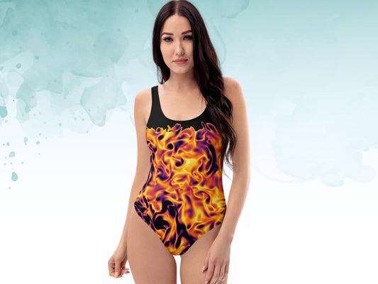 Vorticity Fire Turbulence One-Piece Swimsuit