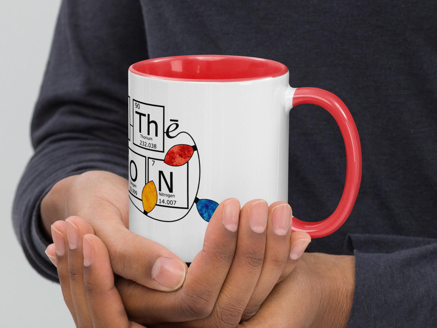 Red Ceramic Chemistry Mug, Holiday Coffee Mug Gift, Science-Themed Christmas Design, Festive STEM Lover Mug, Festive 11 oz Cup, Chemist Gift