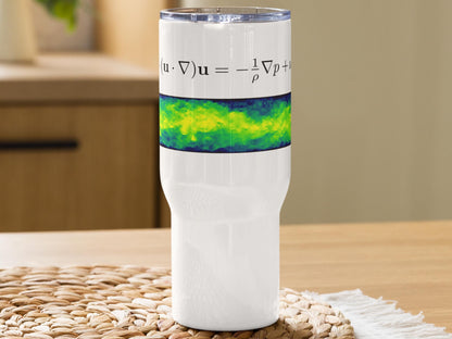 Navier-Stokes Travel Mug, 40 Oz Fluid Mechanics Coffee Mug with Handle, Flow Science Gift for Engineers, Spill-Proof Design
