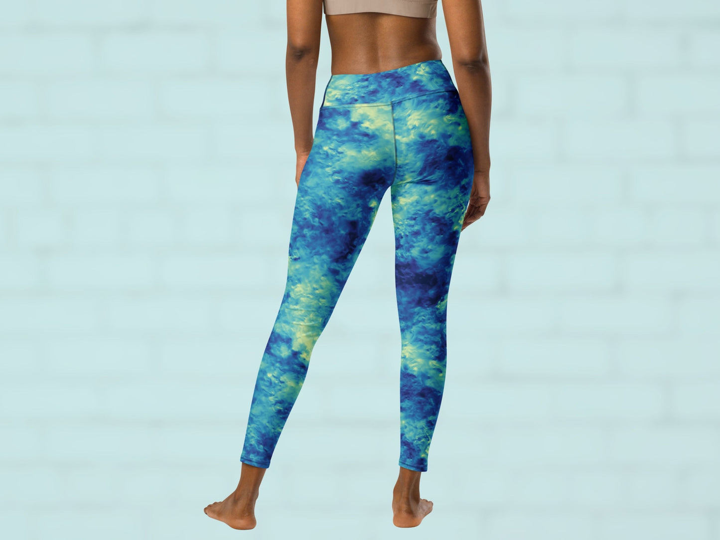Tie Dye Water Blue Turbulence High Waisted Leggings