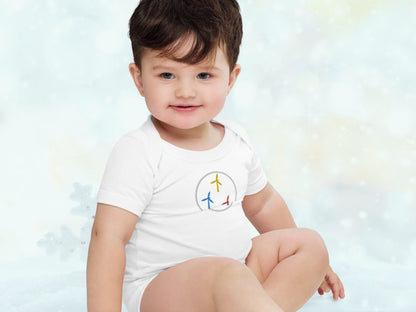 Colorful WindTurbines Embroidery Baby Onesie Bodysuit