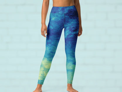 Gradient Water Blue Turbulence High Waisted Leggings