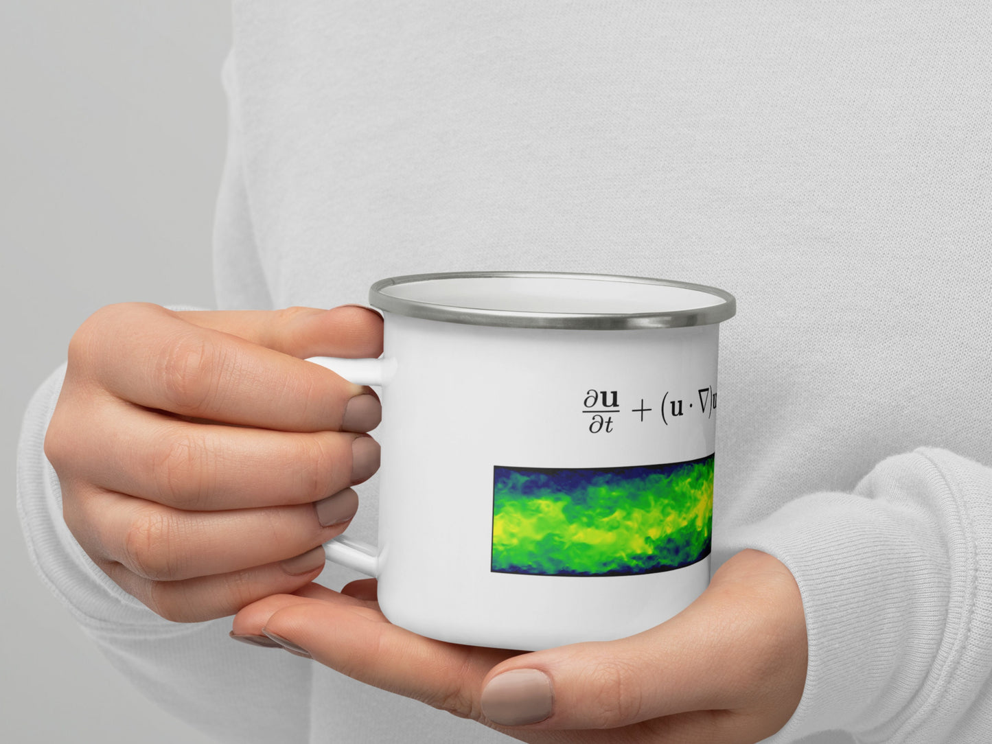 Navier-Stokes Enameled Mug,Flow Physics Fluid Mechanics Cup, Science Coffee/Tea Mug, Functional Gift for Engineer, Geeky Physicist Mug Gift