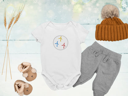 Colorful WindTurbines Embroidery Baby Onesie Bodysuit