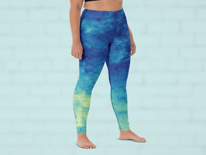 Gradient Water Blue Turbulence High Waisted Leggings