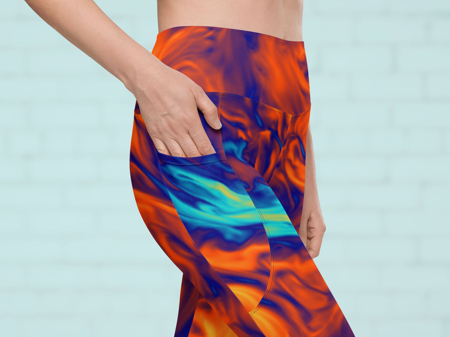 Marble Fire and Ice Turbulence Pocketed Leggings