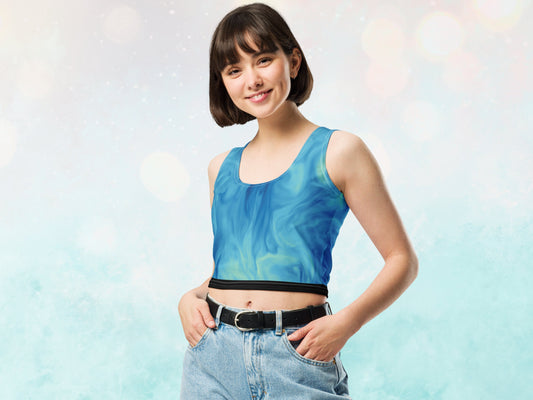 Marble Sky Blue Turbulence Crop Top
