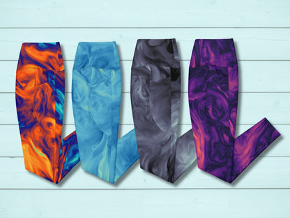 Marble Sky Blue Turbulence Pocketed Leggings